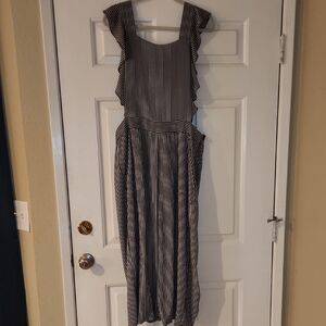 Bobeau Black and White Striped Midi Dress